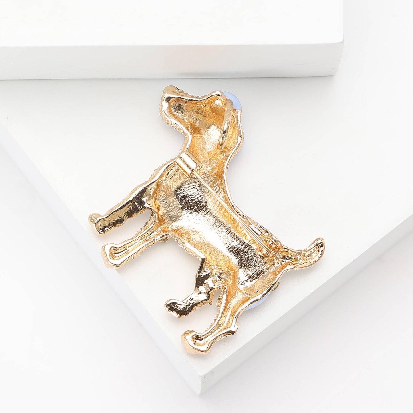Cute Dog Rhinestone Pin with Enamel Details