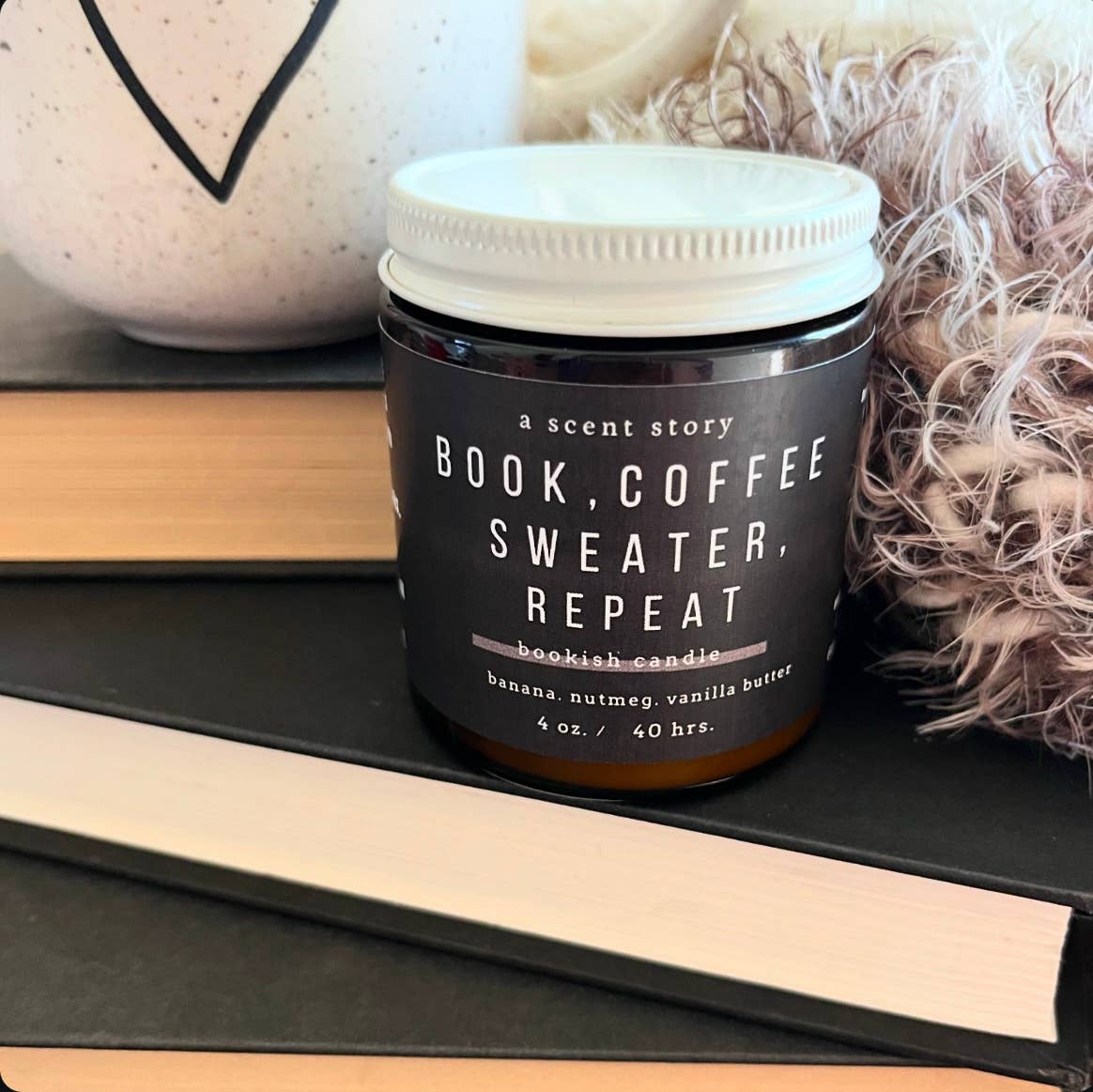 Book Coffee Sweater Repeat | Bookish Candle | Soy Wax 4oz