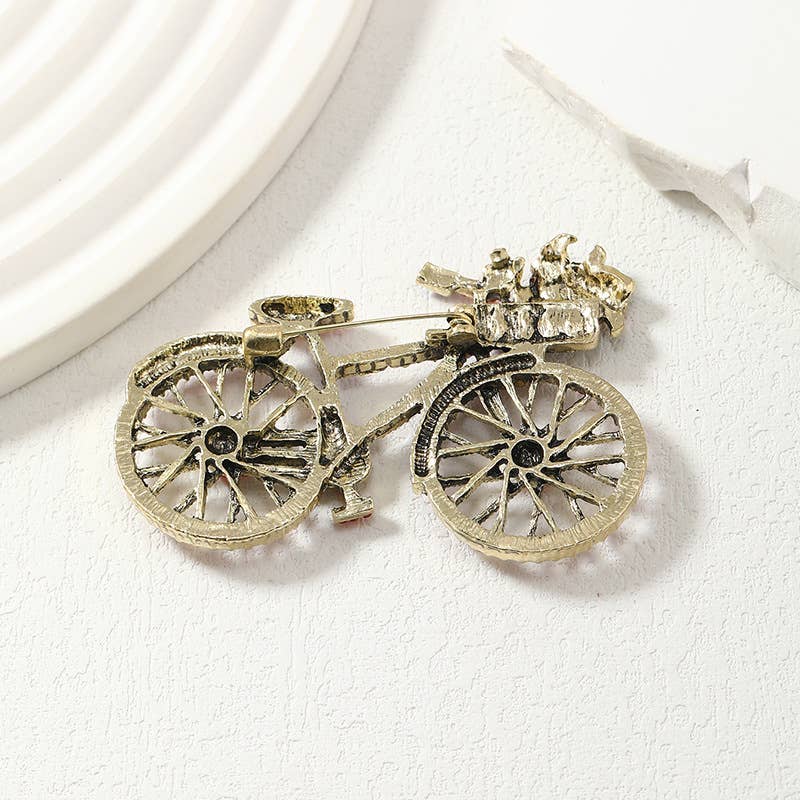 Colorful Rhinestone Flower Bicycle Brooch