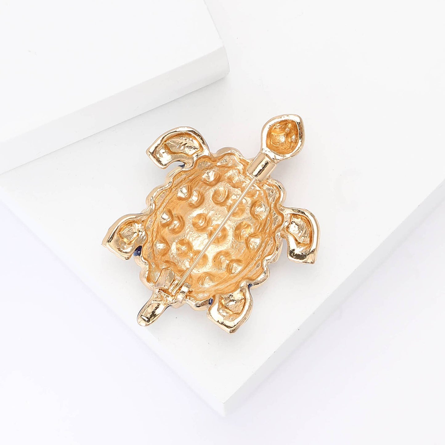 Cute Turtle Brooch, Rhinestone & Enamel Animal Small Pin
