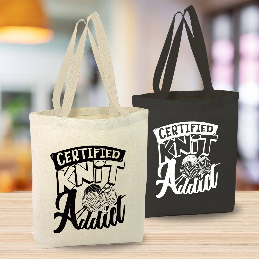Certified Crochet & Knit Addict Canvas Tote Bag, Custom