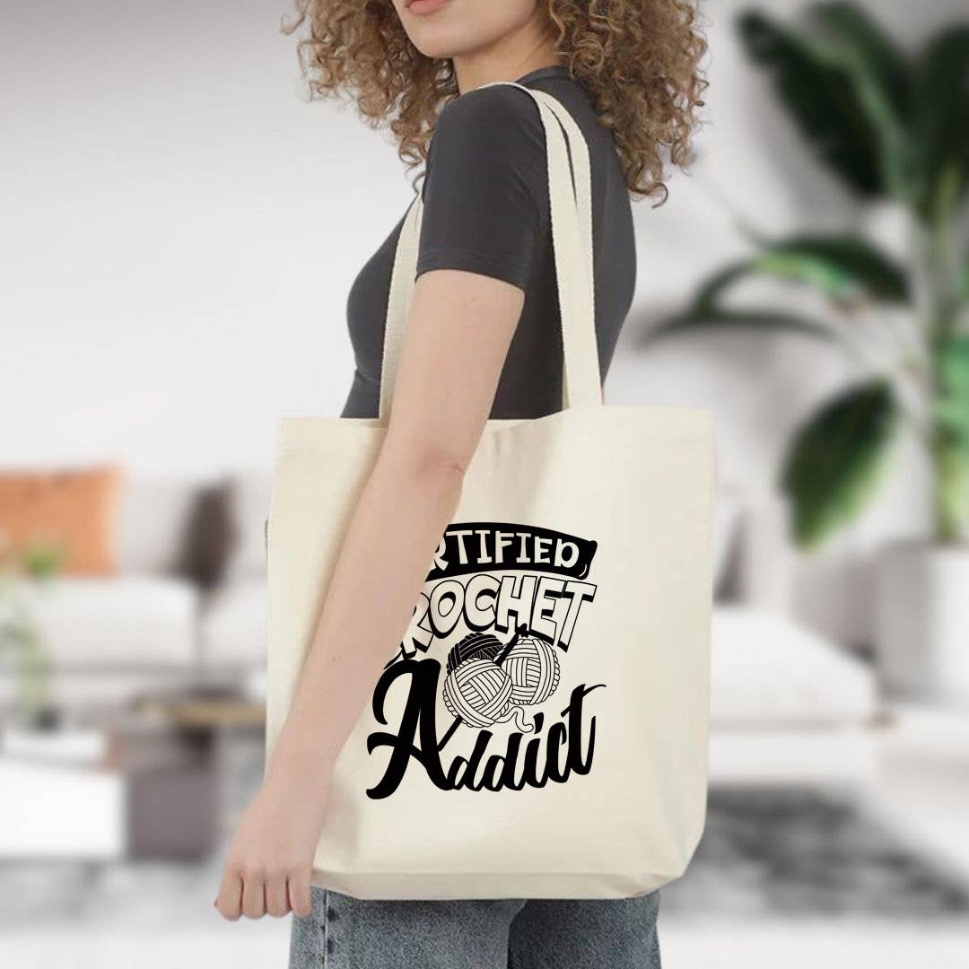 Certified Crochet & Knit Addict Canvas Tote Bag, Custom