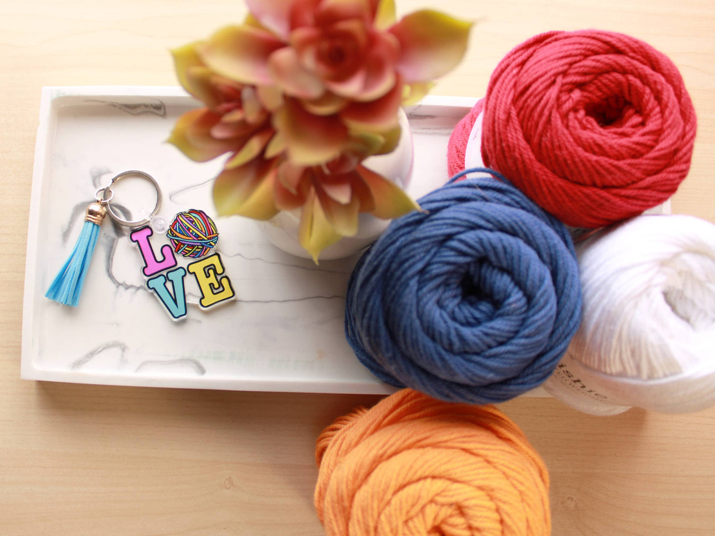 LOVE Yarn Keychain
