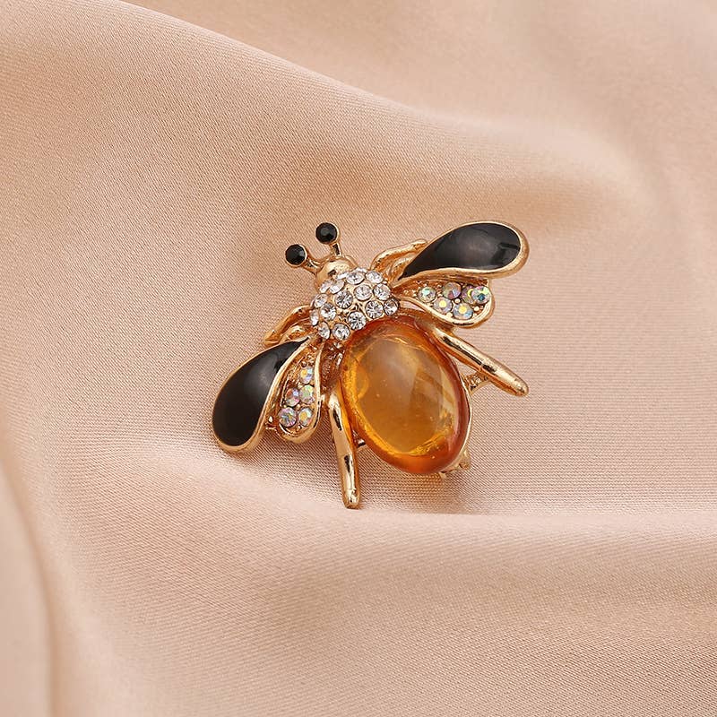 Vintage Mechanical Bee Brooch, Insect Pin