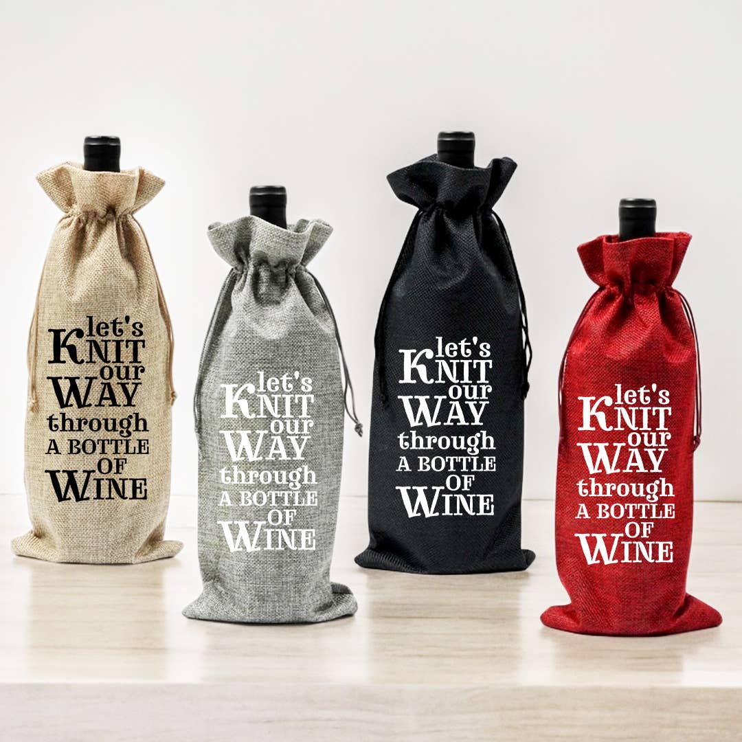 Let's Crochet / Knit Our Way With Wine - Wine Gift Bag