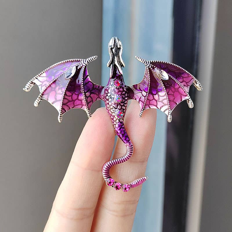 Vintage Oil Drip Cartoon Flying Dragon Brooch