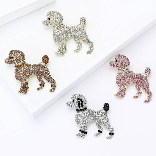 Sparkling Poodle Brooches, Dog Animal Pin Accessories