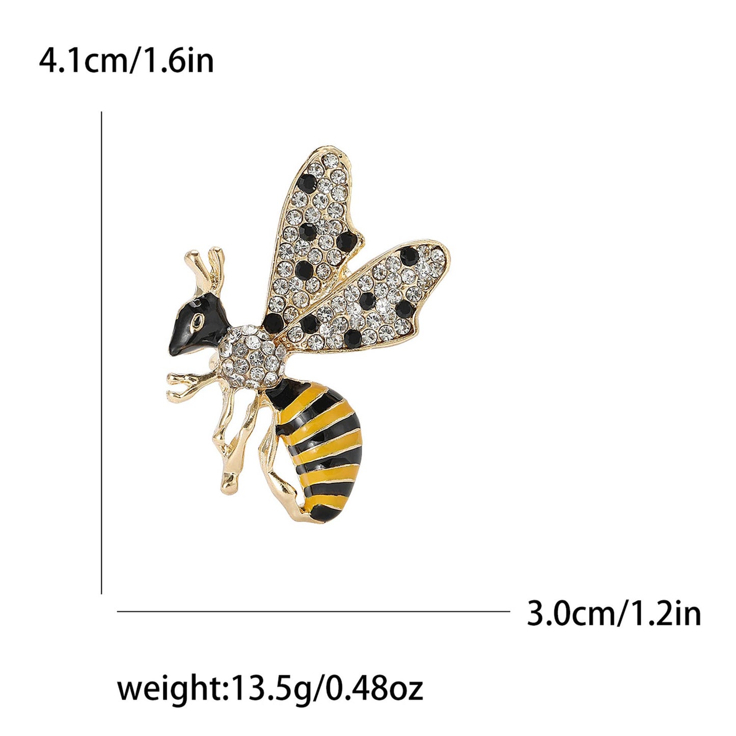 Enamel Wasp Brooch with Rhinestones