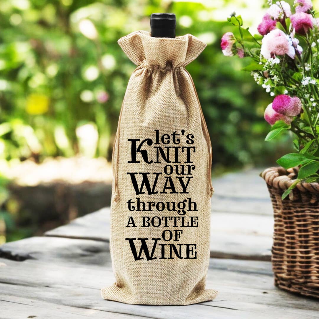 Let's Crochet / Knit Our Way With Wine - Wine Gift Bag