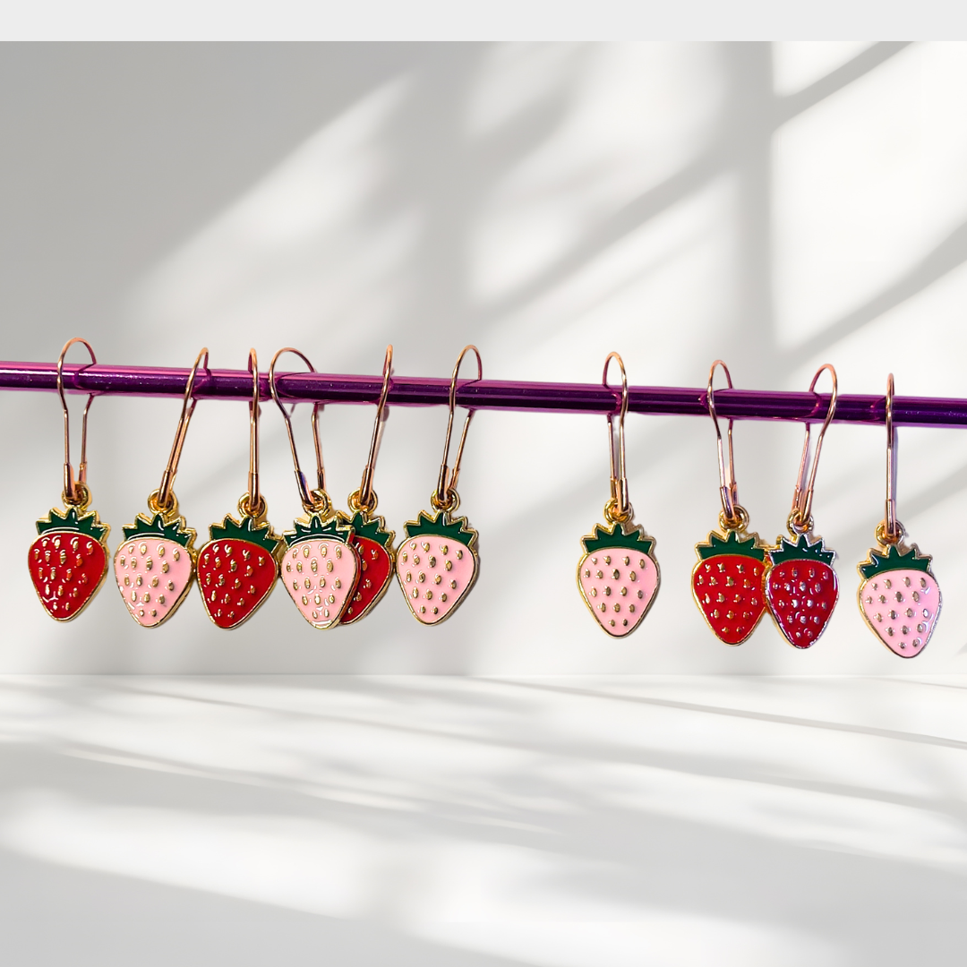 Strawberry Fields Stitch Markers, Set of 10