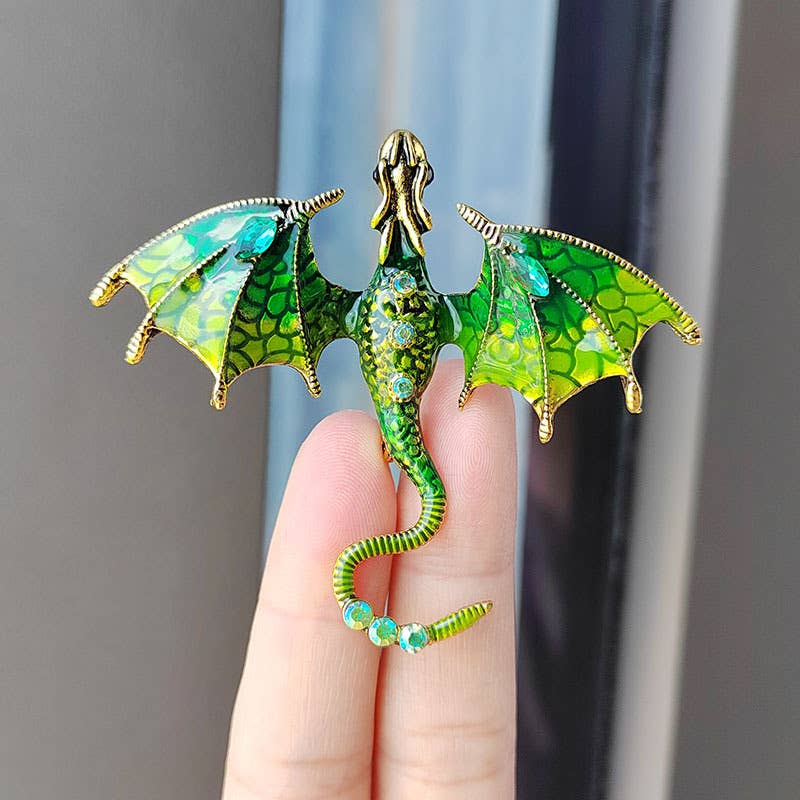 Vintage Oil Drip Cartoon Flying Dragon Brooch