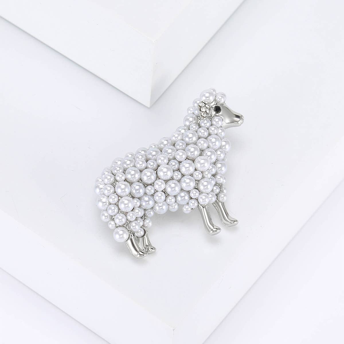 Pearl Sheep Brooches, Elegant Lamb Animal Pin