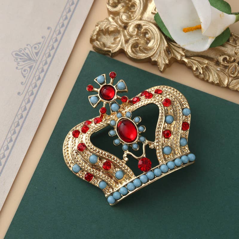 Baroque brooch cross crown animal pin