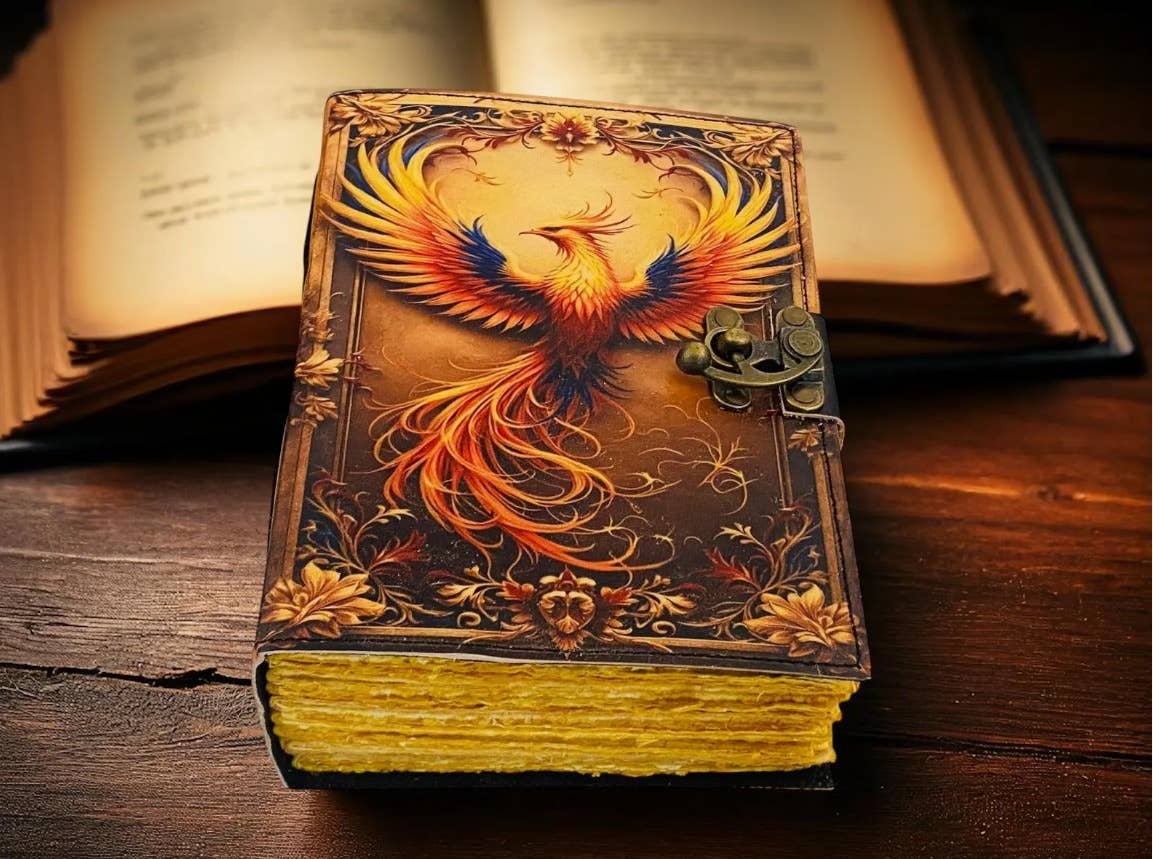 Phoenix Leather Journal with Firebird Art | Fantasy Notebook