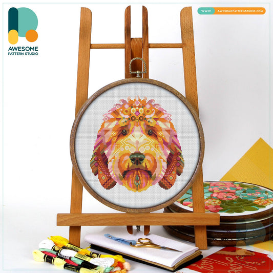 CS2299 Mandala Goldendoodle, Counted Cross Stitch Kit