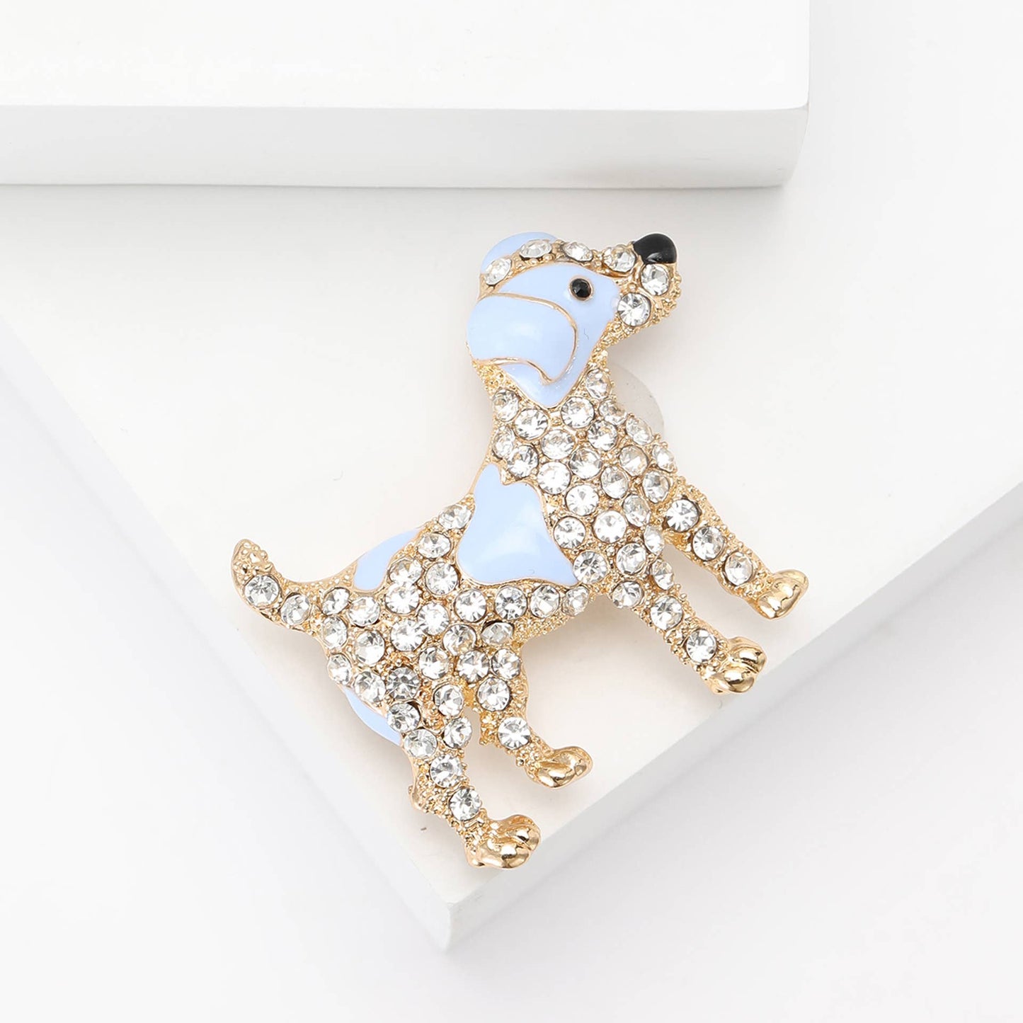 Cute Dog Rhinestone Pin with Enamel Details