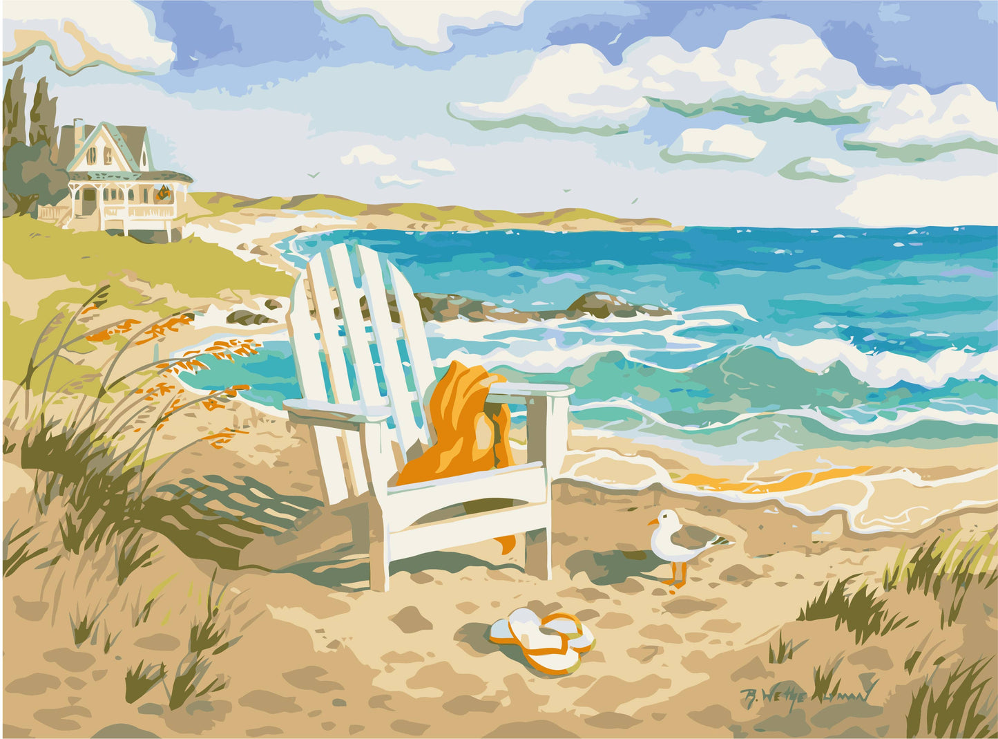 Beach and Sea painting - DIY Paint By Numbers -  Craft Kit