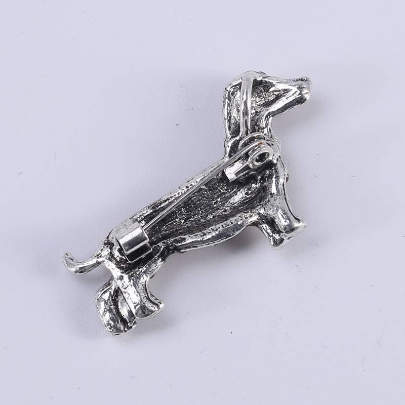 Rhinestone Dachshund Brooch, Sparkly Dog Lapel Pin