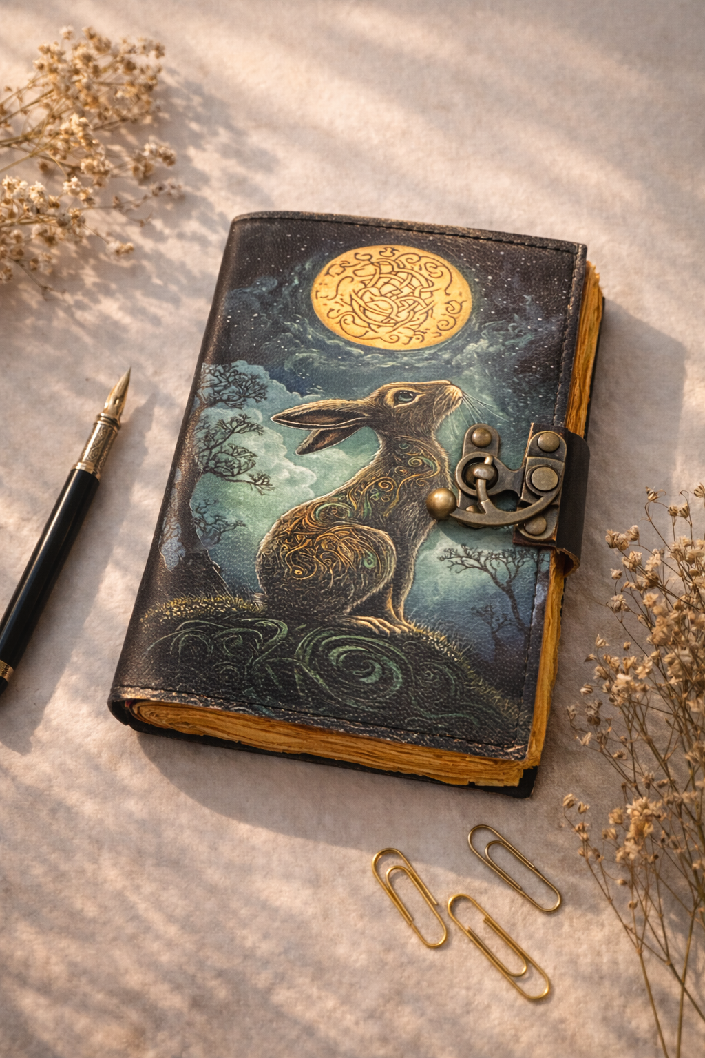 Leather Journal Blank Vintage Grimoire Notebook Diary