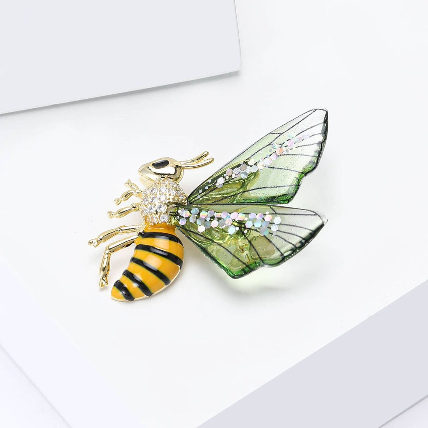 Iridescent Gradient Acrylic Wing Bee Brooch