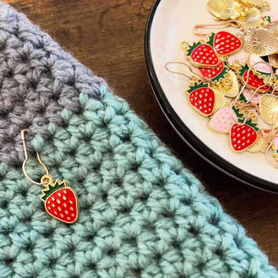 Strawberry Fields Stitch Markers, Set of 10