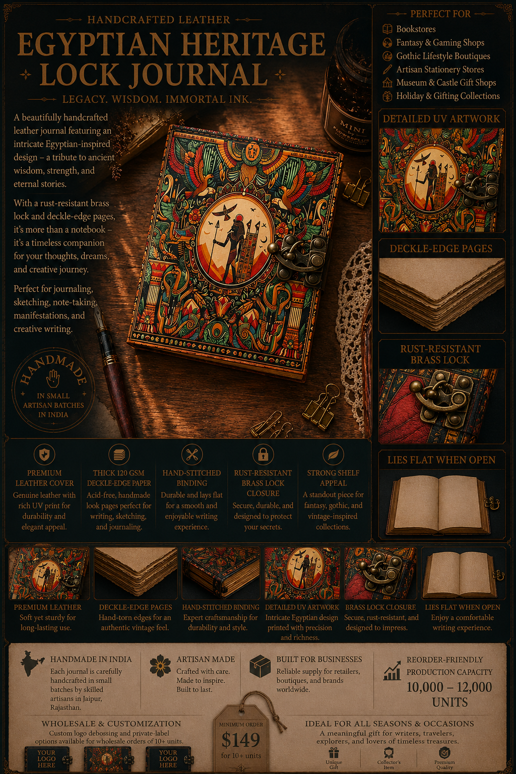 Handmade Leather Notebook Vintage Writing Boho Journal