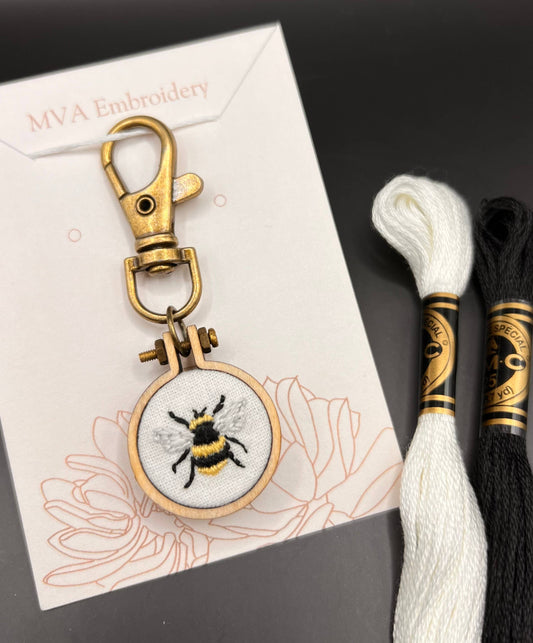 Mini Embroidery Bee Keychain