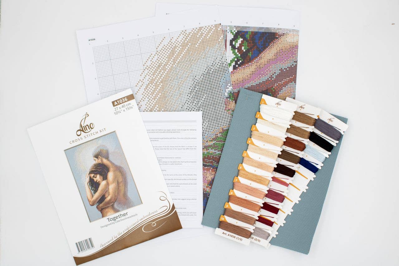 AINE Cross Stitch Kit Together A1036 Couple Romance Portrait