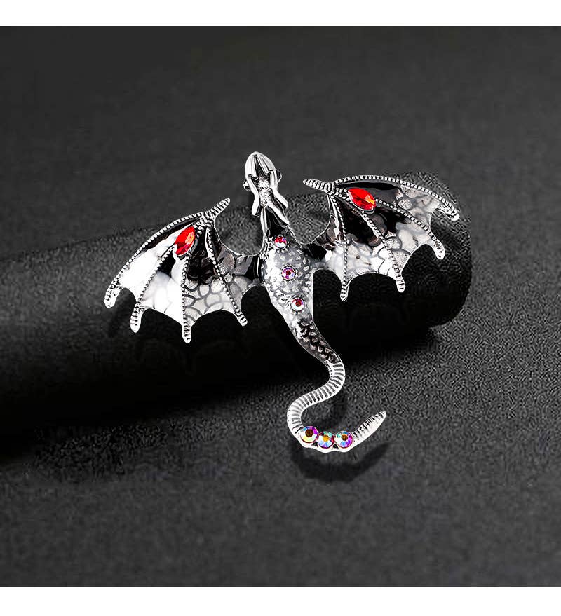 Vintage Oil Drip Cartoon Flying Dragon Brooch