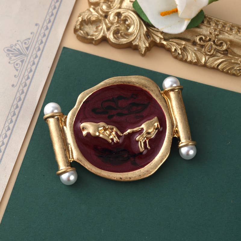 Baroque brooch cross crown animal pin