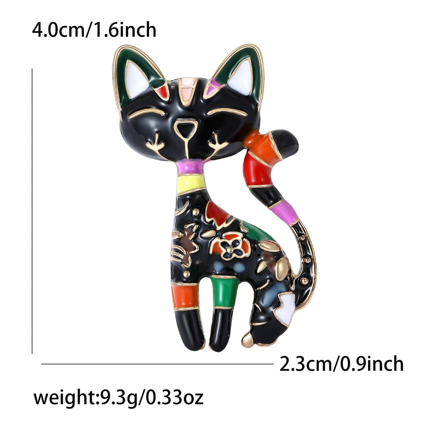 Playful Patchwork Enamel Cat Animal Brooch Pin