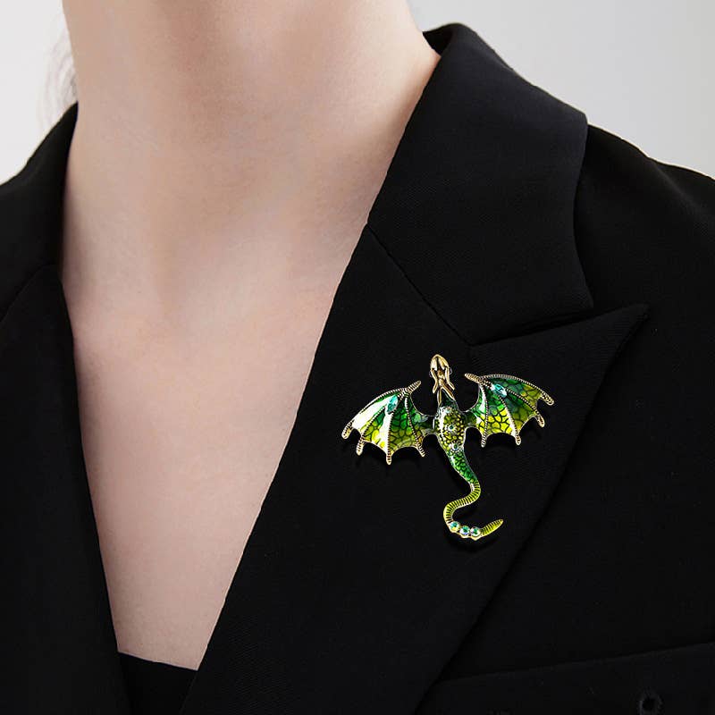 Vintage Oil Drip Cartoon Flying Dragon Brooch