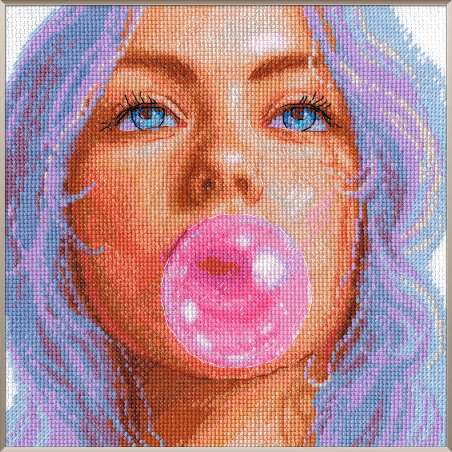 AINE Cross Stitch Kit Bubblegum Dreams A1032 Pop Art Woman
