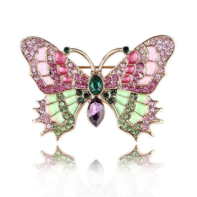 Lovely Diamond Dragonfly Butterfly Brooch Pin