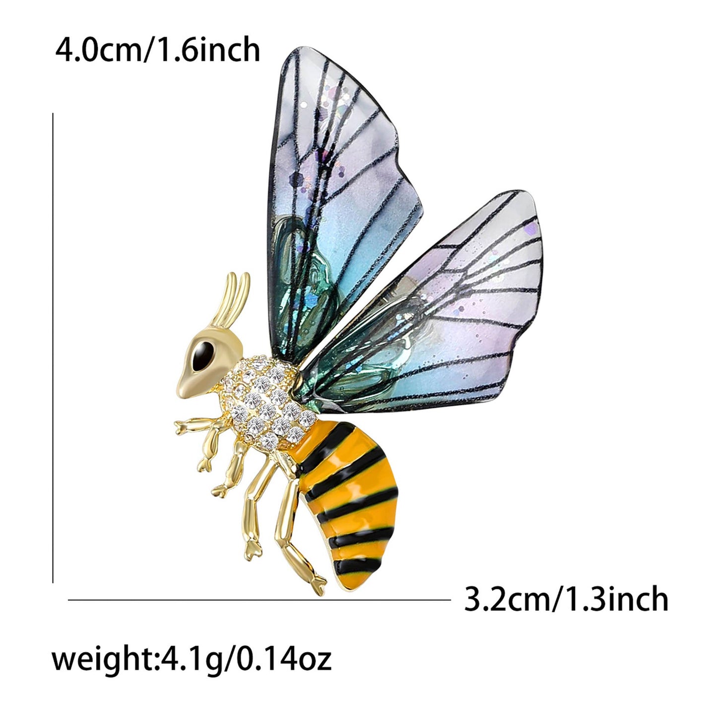 Iridescent Gradient Acrylic Wing Bee Brooch