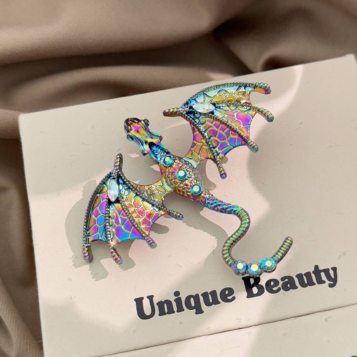 Vintage Oil Drip Cartoon Flying Dragon Brooch