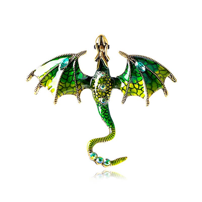 Vintage Oil Drip Cartoon Flying Dragon Brooch