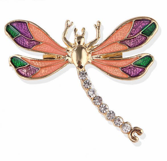 Lovely Diamond Dragonfly Butterfly Brooch Pin