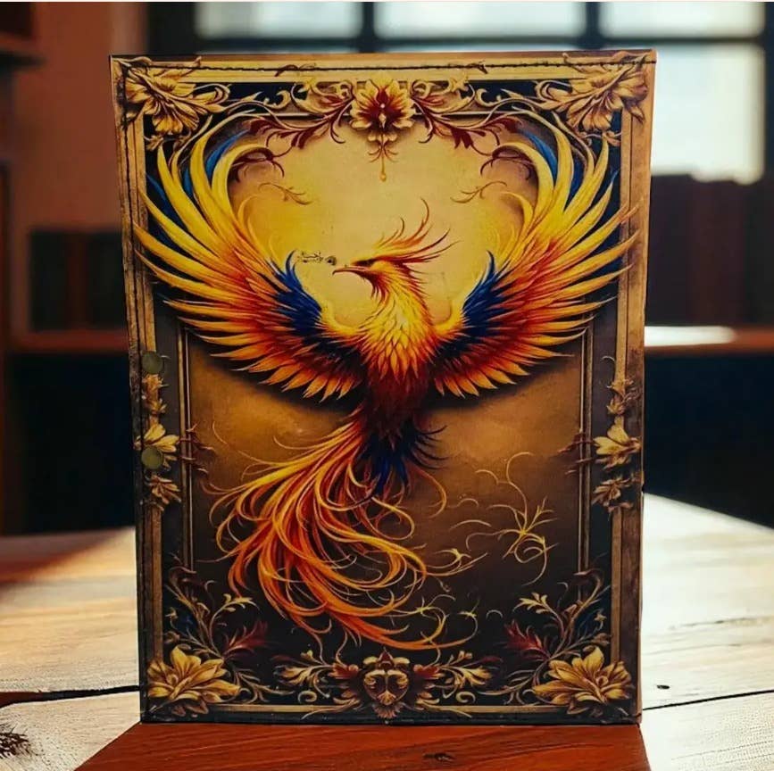 Phoenix Leather Journal with Firebird Art | Fantasy Notebook