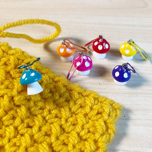 Happy Little Shrooms Stitch Markers, mushrooms, crochet