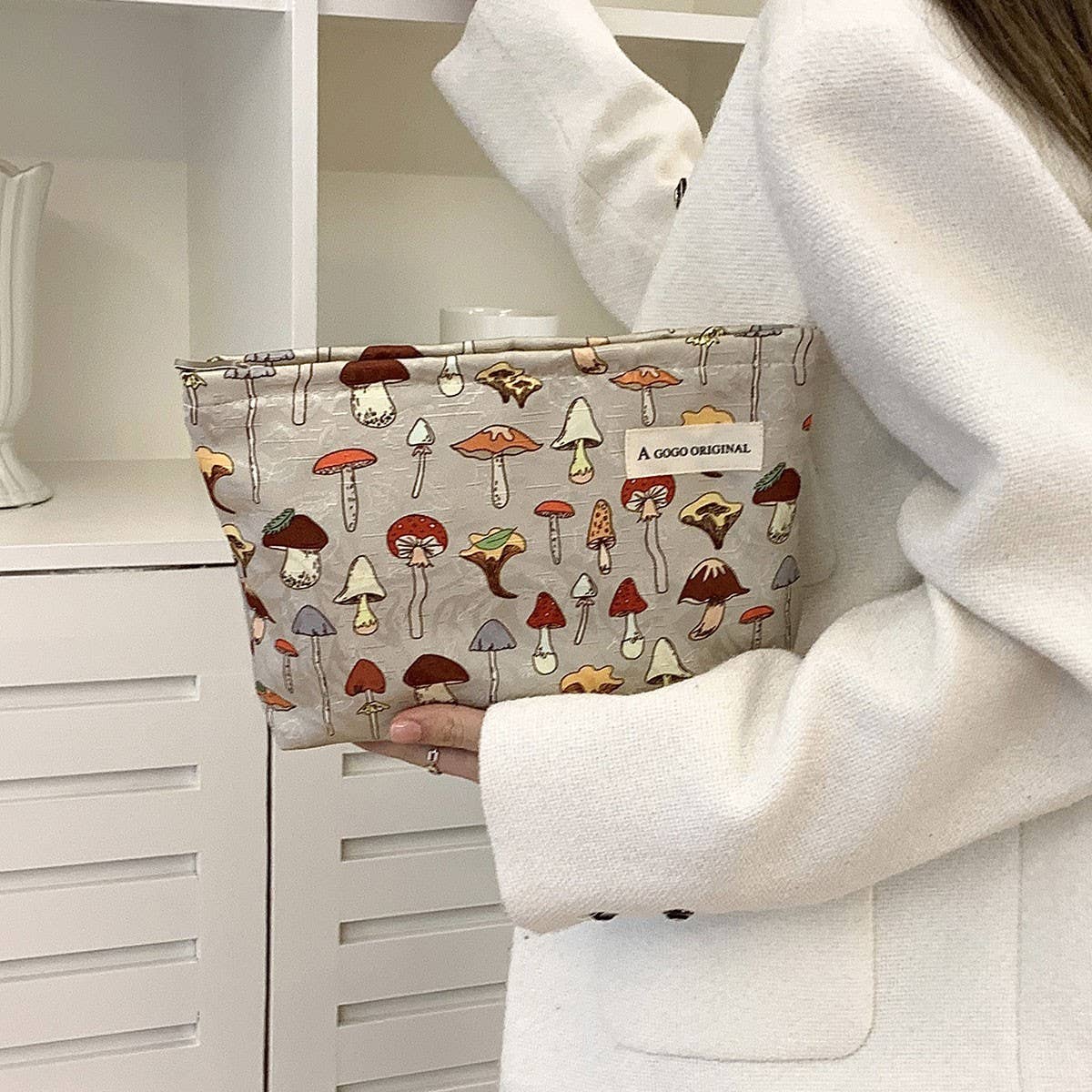 Cute Mushroom Cosmetic Bag Travel Wash Pouch_CUAB00665