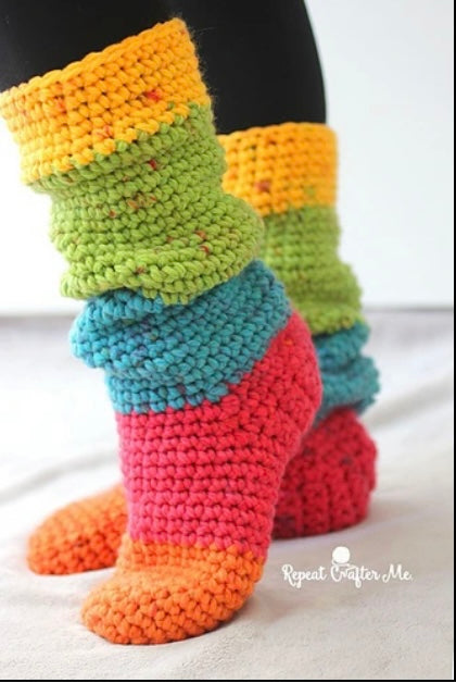 Class:SLOUCHY CROCHET SLIPPER SOCKS- 2 Day Class