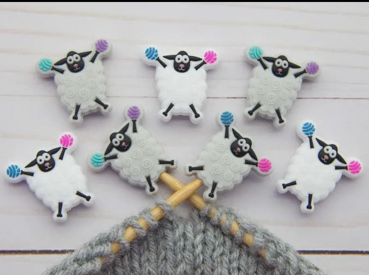 Cheerful Sheep- Stitch Stoppers= White