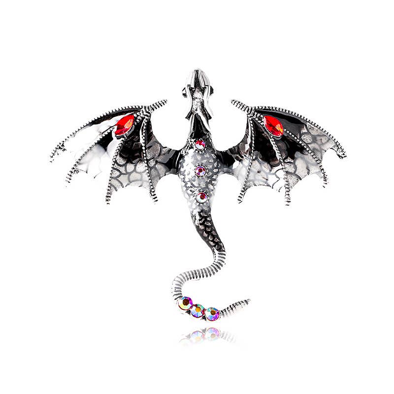 Vintage Oil Drip Cartoon Flying Dragon Brooch