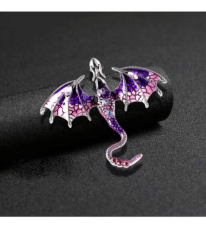 Vintage Oil Drip Cartoon Flying Dragon Brooch