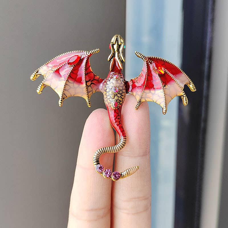 Vintage Oil Drip Cartoon Flying Dragon Brooch