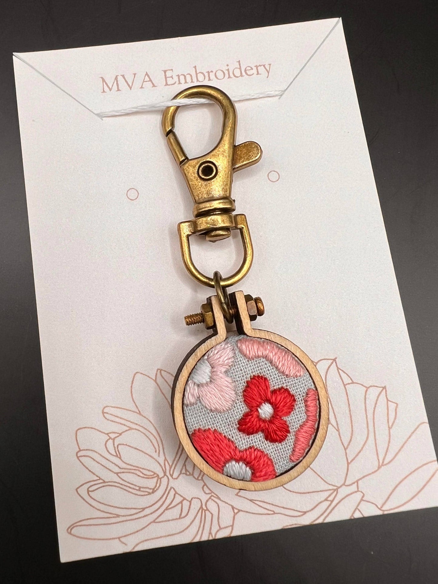 Mini Embroidery Groovy Flowers Keychain