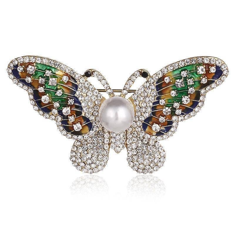 Lovely Diamond Dragonfly Butterfly Brooch Pin