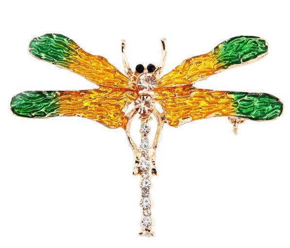 Lovely Diamond Dragonfly Butterfly Brooch Pin