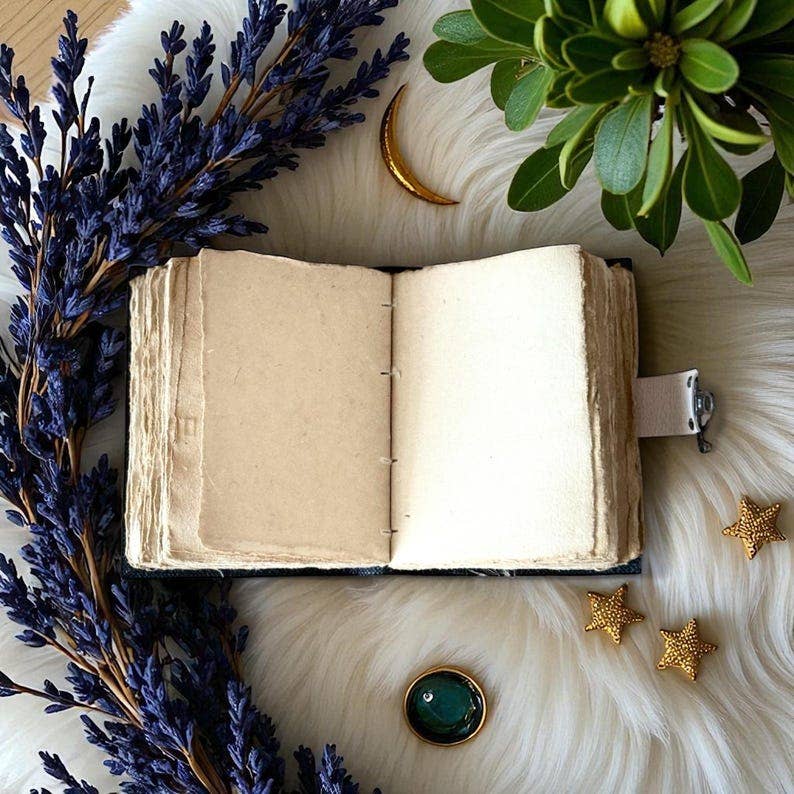 Leather Journal Blank Vintage Notebook with Mushroom Print